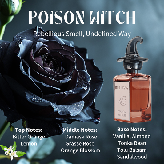 BELLIVA Poison Witch EDP Spray 50ml,Cruelty-Free, Long Lasting Eau De Parfum for Women,Long Lasting Fragrance with Rose | Orange Blossom | Vanilla Notes