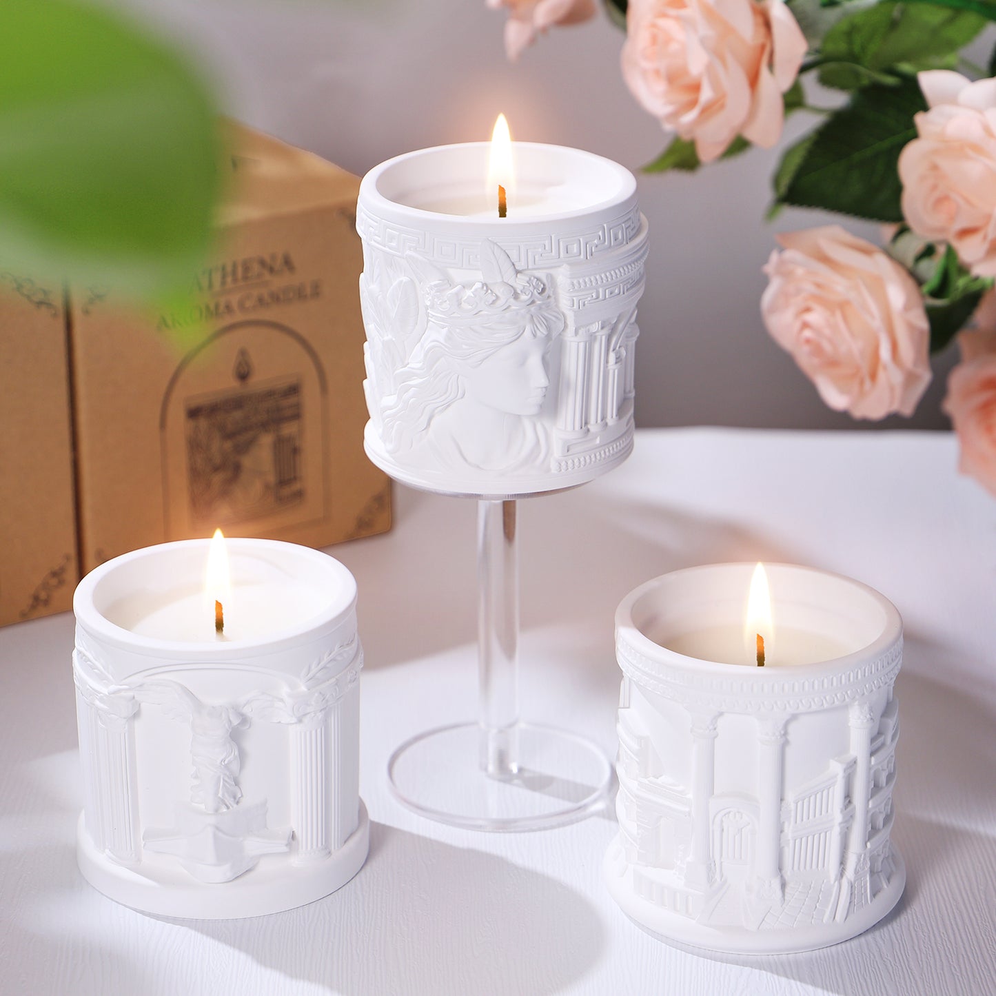 BELLIVA Natural Soy Wax Scented Candle 5 oz / 140g | 25-35 Hours Long-Lasting Fragrance · Plaster Artisan Cup · Jasmine Scent for Holistic Relaxation
