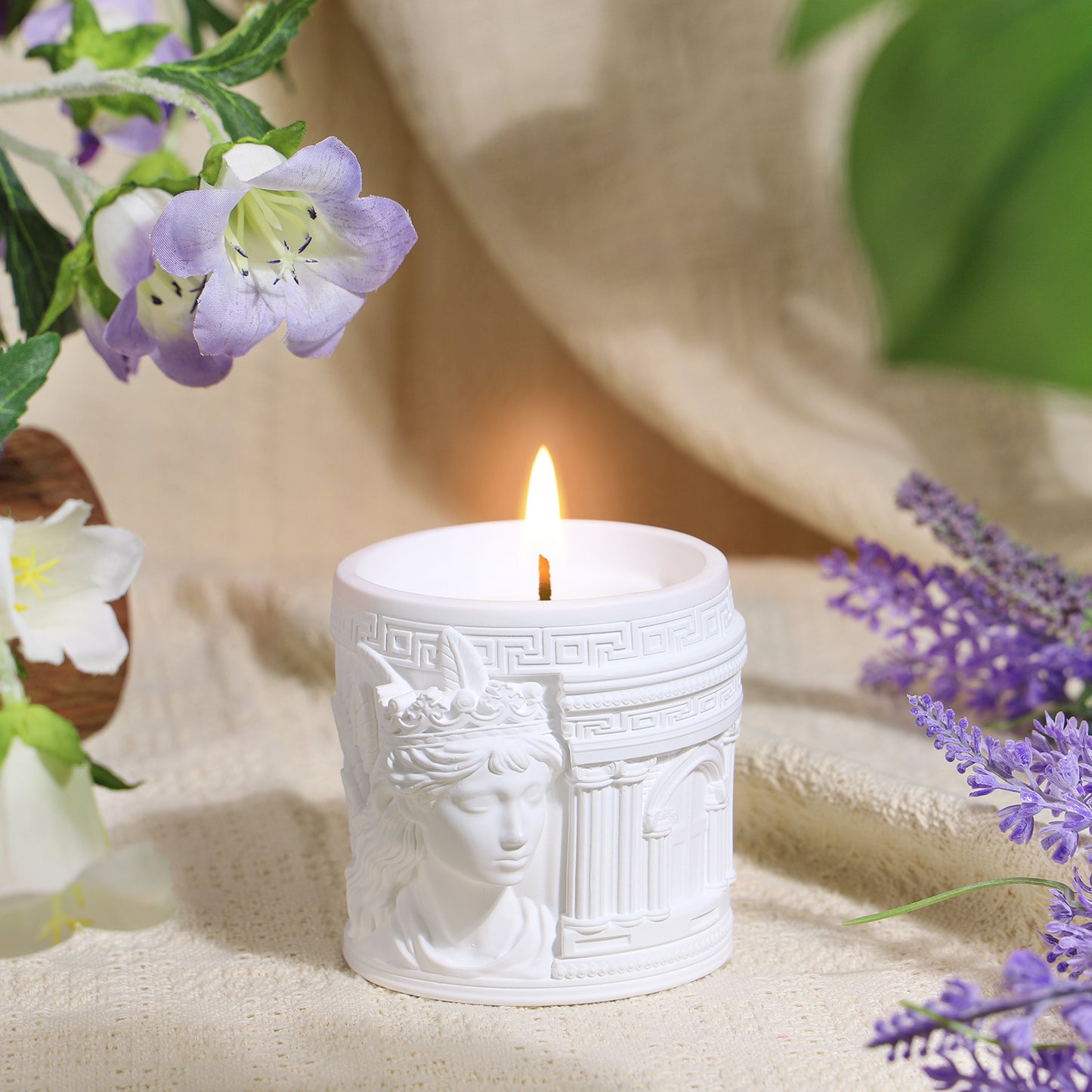 BELLIVA Natural Soy Wax Scented Candle 5 oz / 140g | 25-35 Hours Long-Lasting Fragrance · Plaster Artisan Cup · Rose Scent for Holistic Relaxation