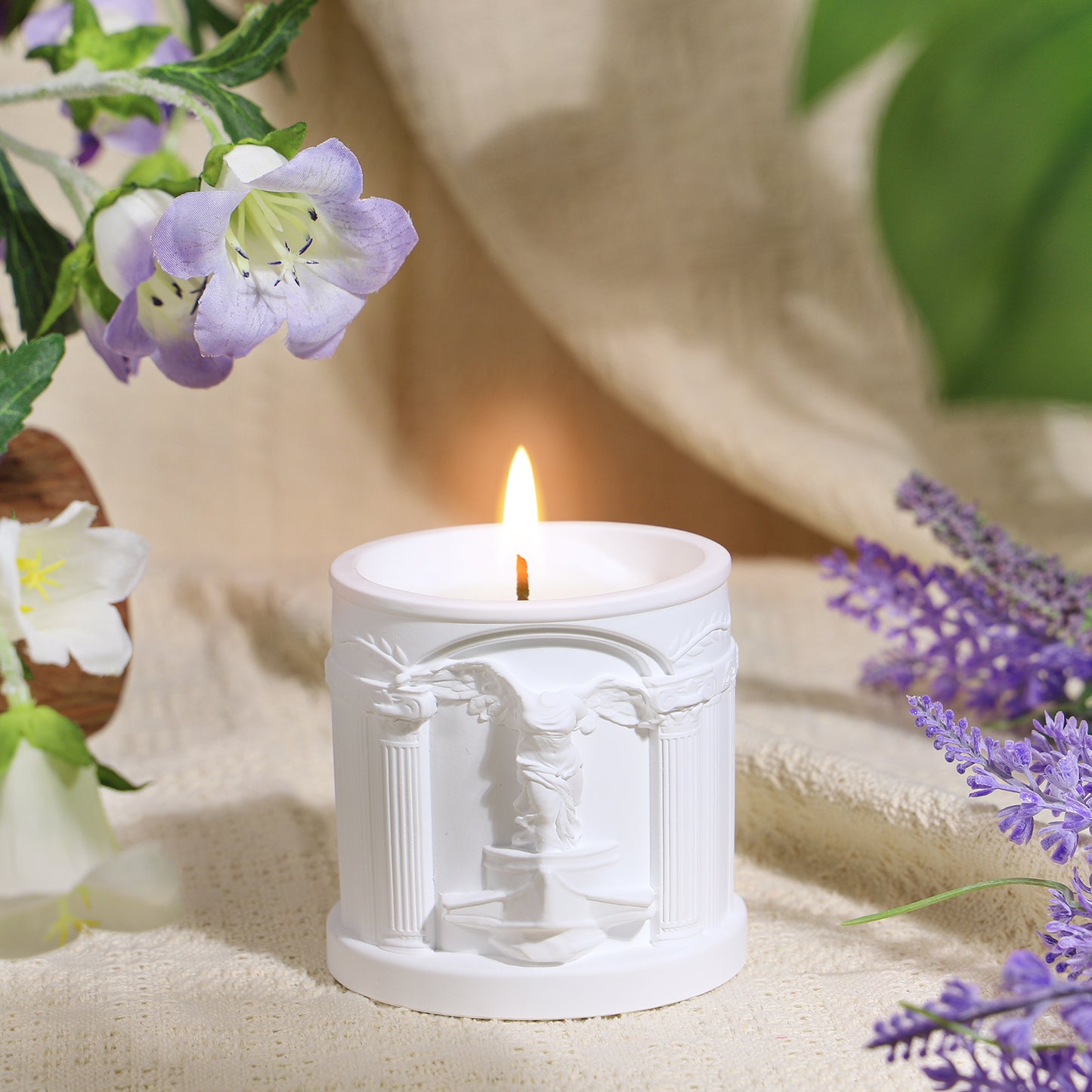 BELLIVA Natural Soy Wax Scented Candle 5 oz / 140g | 25-35 Hours Long-Lasting Fragrance · Plaster Artisan Cup · Rose Scent for Holistic Relaxation