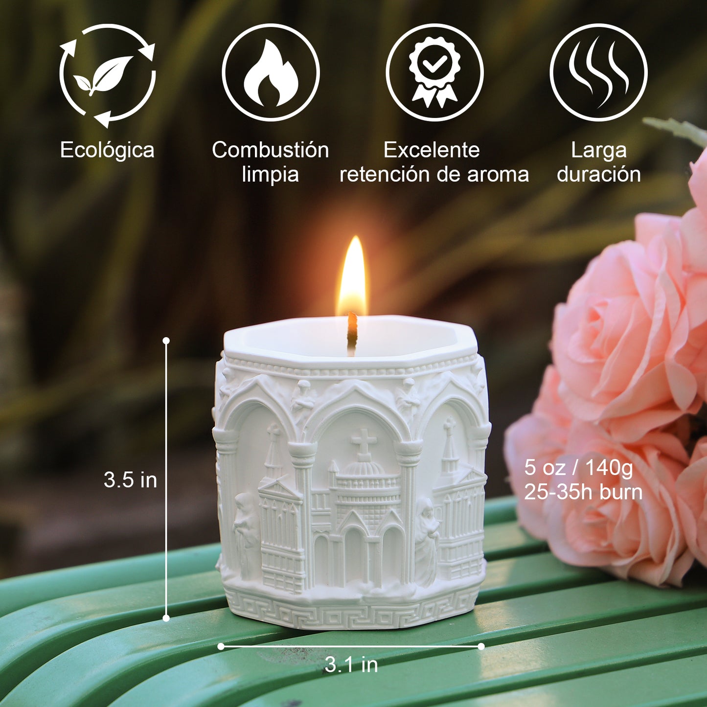 BELLIVA Natural Soy Wax Scented Candle 5 oz / 140g | 25-35 Hours Long-Lasting Fragrance · Plaster Artisan Cup · Jasmine Scent for Holistic Relaxation