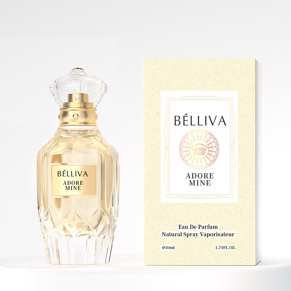 BELLIVA Adore Mine 50ml Women's Eau De Parfum+2 x 5ml Fragrance Roller Balls,Long Lasting Fresh Floral and Fruity Scented Perfume