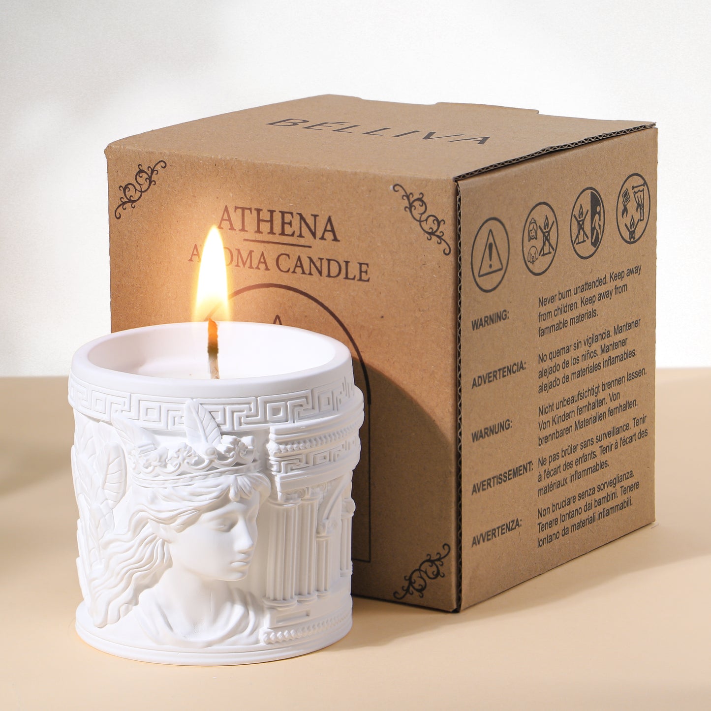 BELLIVA Natural Soy Wax Scented Candle 5 oz / 140g | 25-35 Hours Long-Lasting Fragrance · Plaster Artisan Cup · Rose Scent for Holistic Relaxation