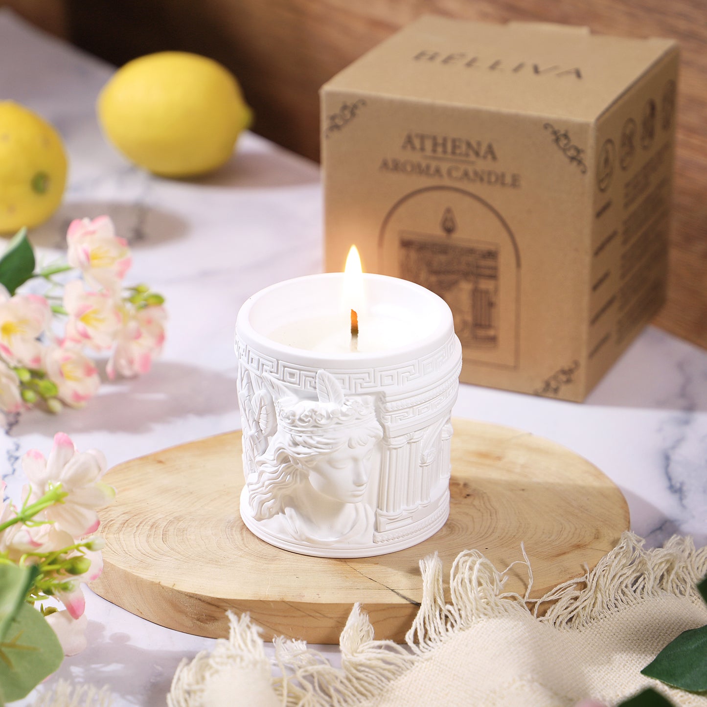 BELLIVA Natural Soy Wax Scented Candle 5 oz / 140g | 25-35 Hours Long-Lasting Fragrance · Plaster Artisan Cup · Rose Scent for Holistic Relaxation