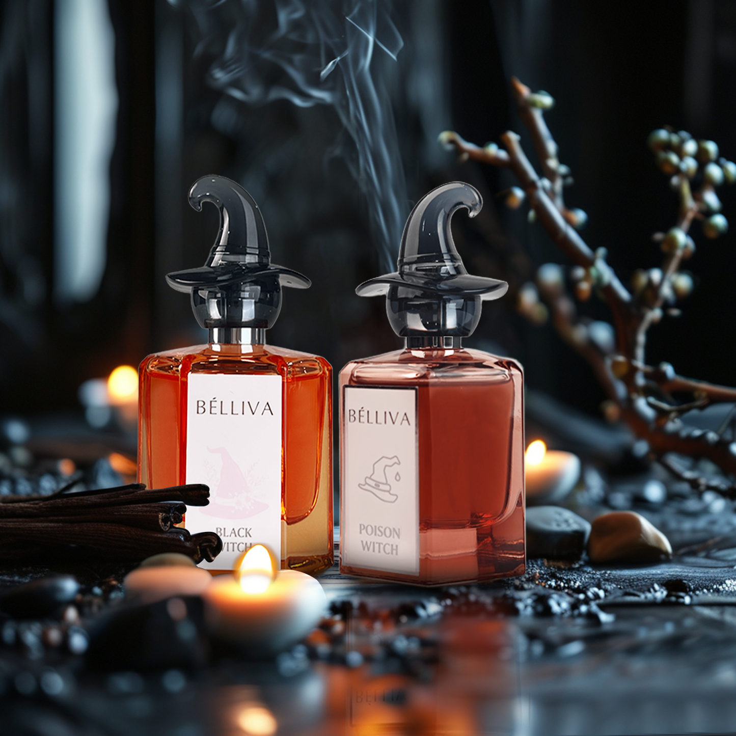 BELLIVA Black Witch EDP Spray 50 ml - Fragancia floral de larga duración para mujer con notas de flor de naranja, jazmín y vainilla. Eau de Parfum para mujer.