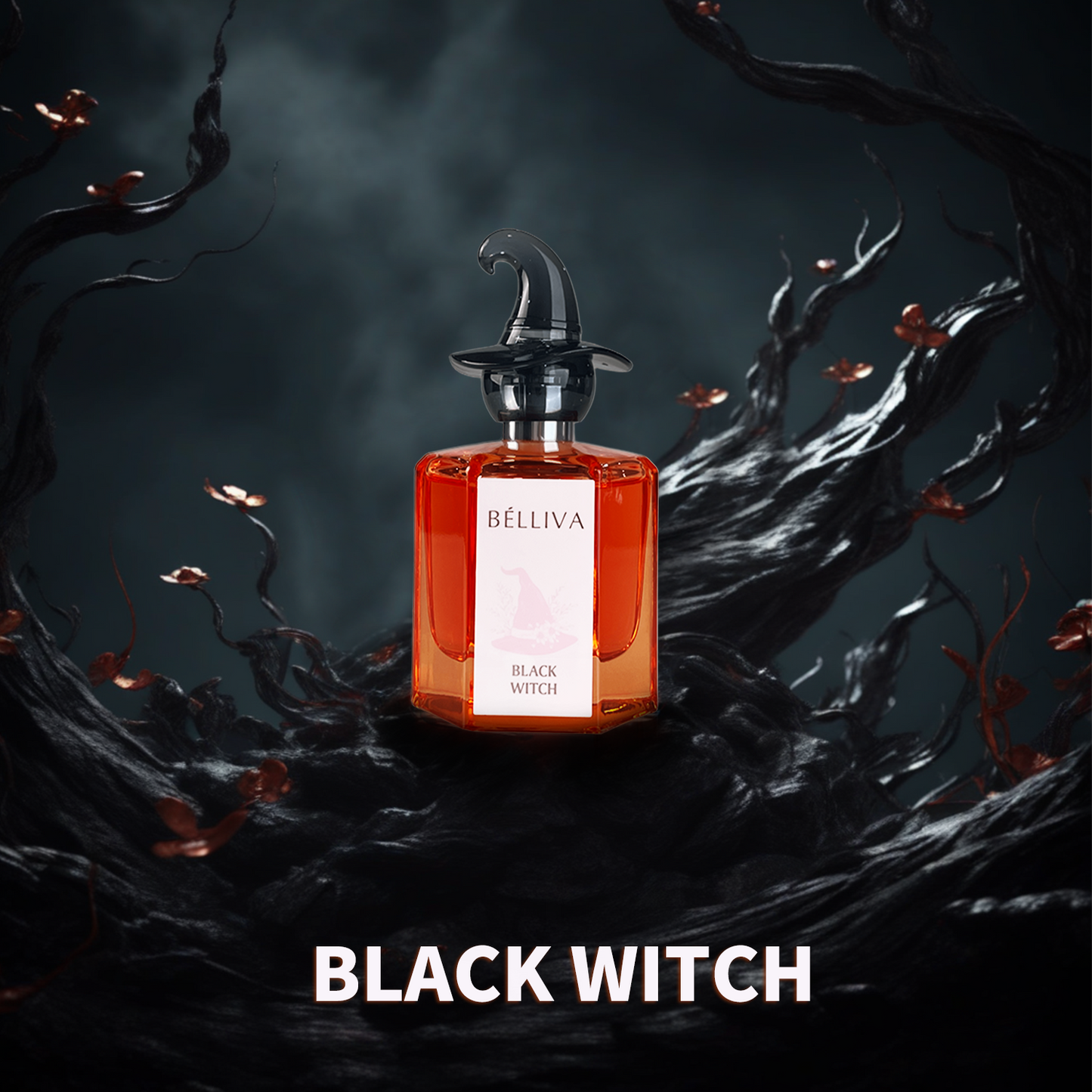 BELLIVA Black Witch EDP Spray 50 ml - Fragancia floral de larga duración para mujer con notas de flor de naranja, jazmín y vainilla. Eau de Parfum para mujer.