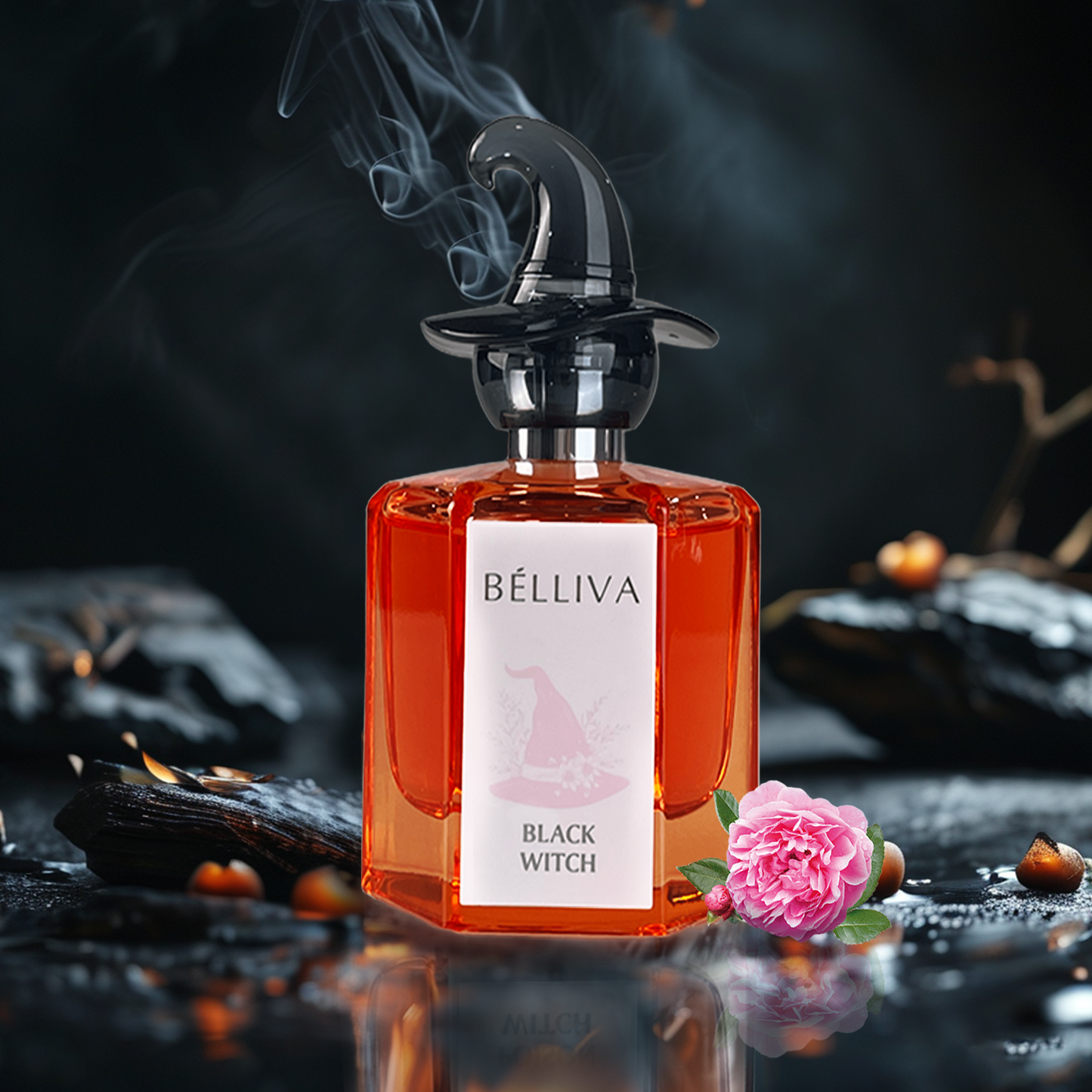 BELLIVA Black Witch EDP Spray 50 ml - Fragancia floral de larga duración para mujer con notas de flor de naranja, jazmín y vainilla. Eau de Parfum para mujer.