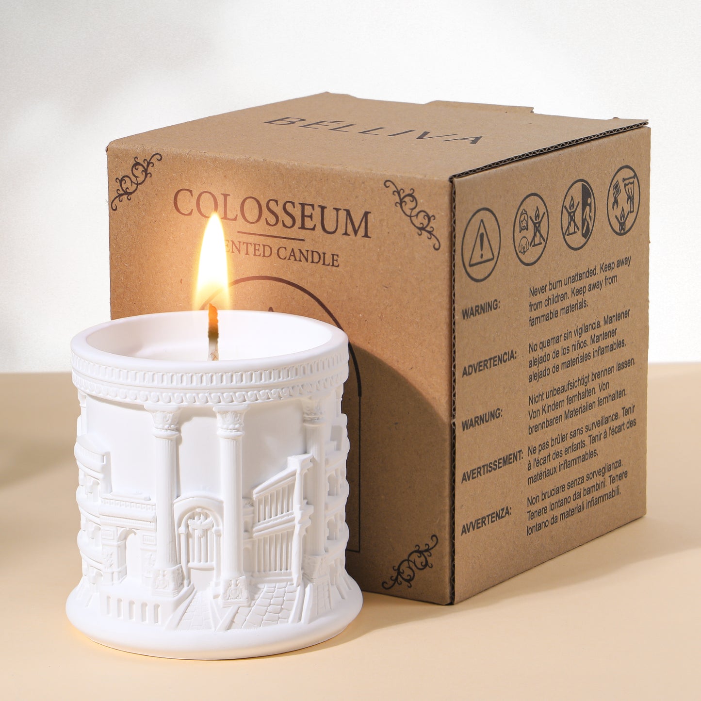BELLIVA Natural Soy Wax Scented Candle 5 oz / 140g | 25-35 Hours Long-Lasting Fragrance · Plaster Artisan Cup · Jasmine Scent for Holistic Relaxation