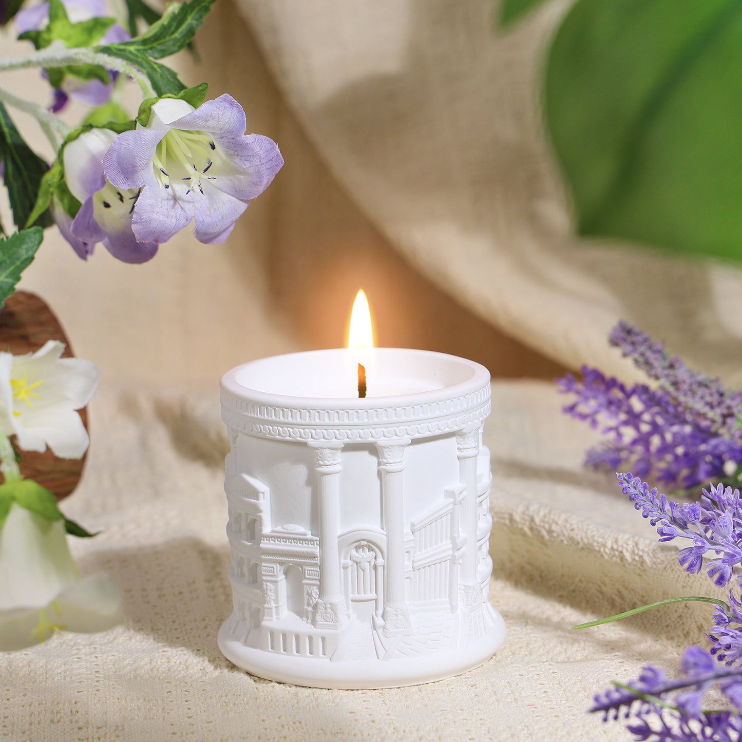 BELLIVA Natural Soy Wax Scented Candle 5 oz / 140g | 25-35 Hours Long-Lasting Fragrance · Plaster Artisan Cup · Jasmine Scent for Holistic Relaxation