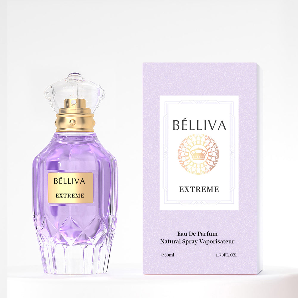 BELLIVA Extreme 50ml Women's Eau De Parfum+2 x 5ml Fragrance Roller Balls,Long Lasting Fresh Floral and Fruity Scented Perfume
