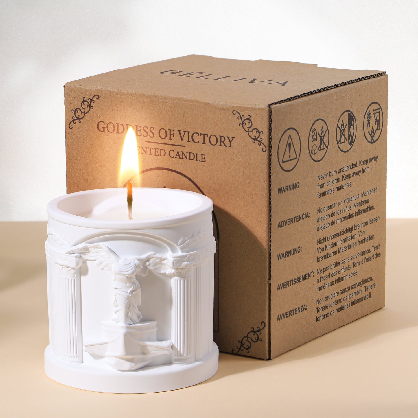 BELLIVA Natural Soy Wax Scented Candle 5 oz / 140g | 25-35 Hours Long-Lasting Fragrance · Plaster Artisan Cup · Rose Scent for Holistic Relaxation