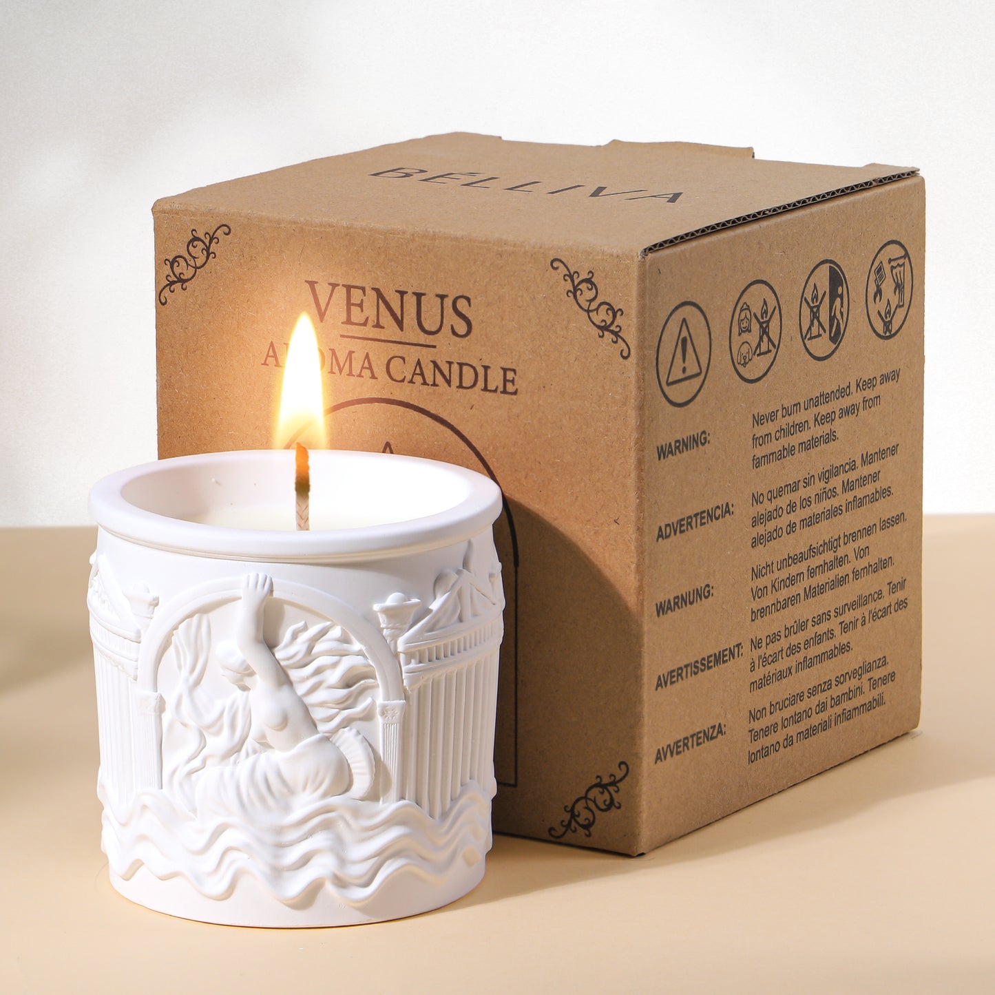BELLIVA Natural Soy Wax Scented Candle 5 oz / 140g | 25-35 Hours Long-Lasting Fragrance · Plaster Artisan Cup · Jasmine Scent for Holistic Relaxation