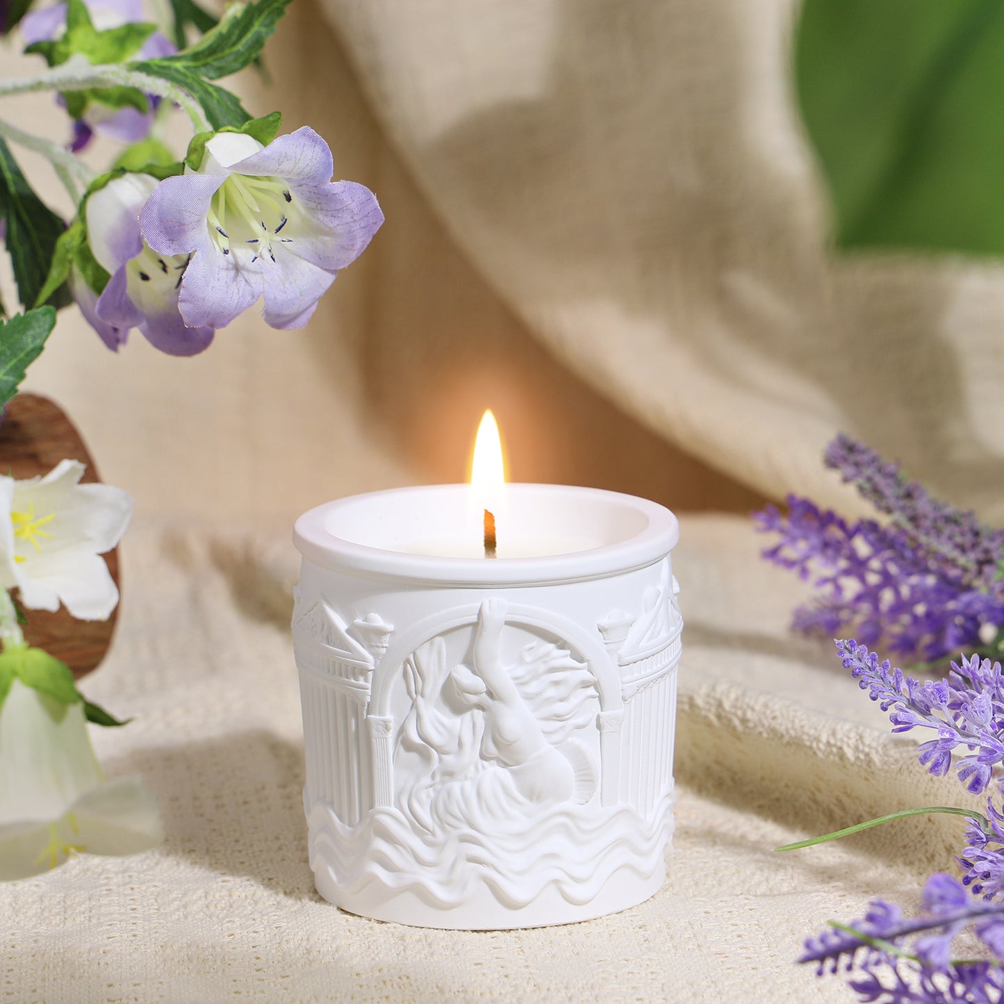 BELLIVA Natural Soy Wax Scented Candle 5 oz / 140g | 25-35 Hours Long-Lasting Fragrance · Plaster Artisan Cup · Jasmine Scent for Holistic Relaxation
