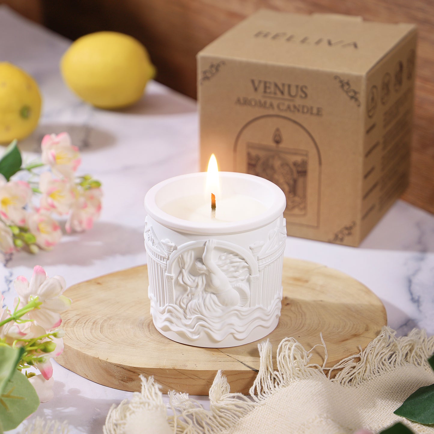 BELLIVA Natural Soy Wax Scented Candle 5 oz / 140g | 25-35 Hours Long-Lasting Fragrance · Plaster Artisan Cup · Jasmine Scent for Holistic Relaxation