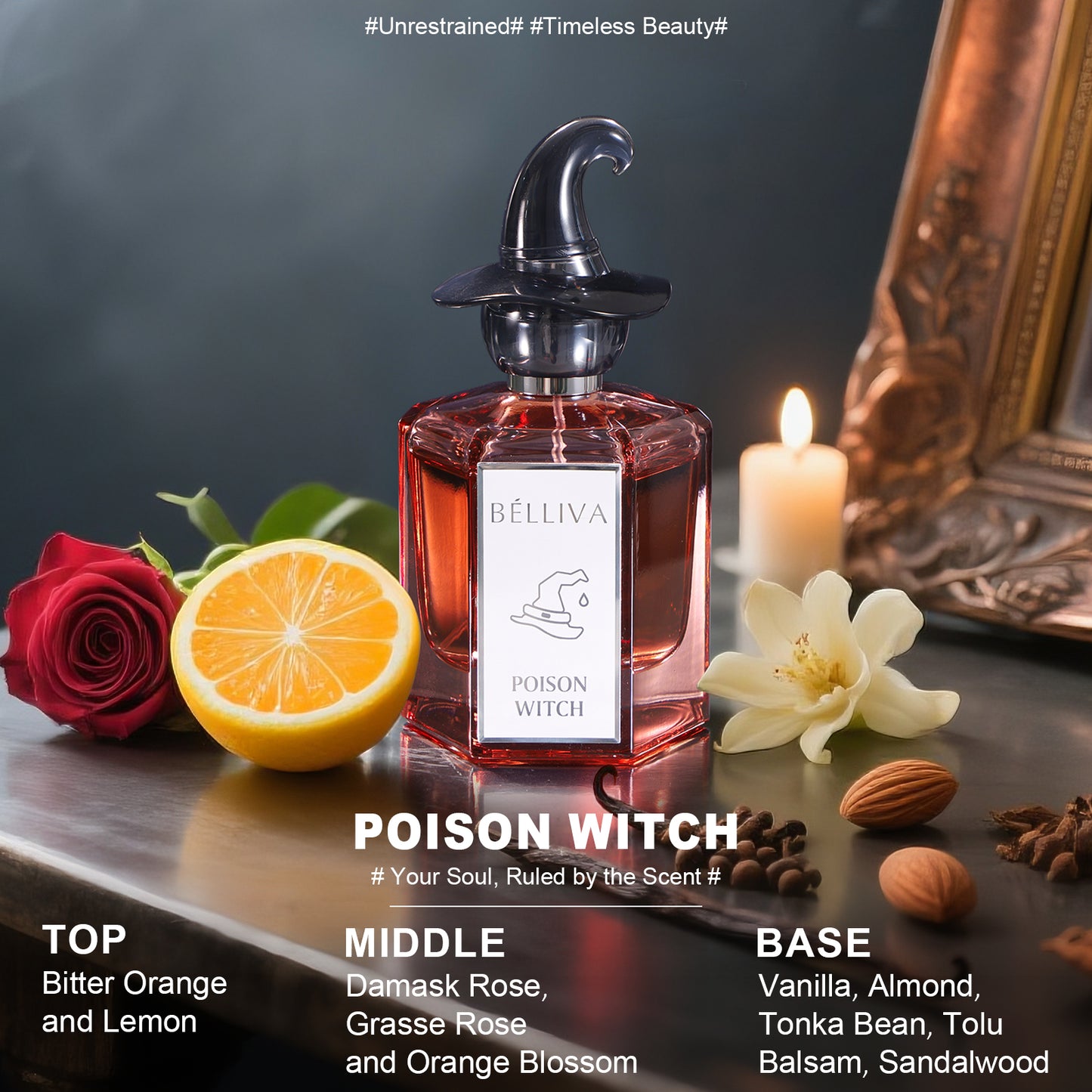 BELLIVA Poison Witch Women Perfume 50ml – Long Lasting Vanilla Rose Fragrance for Women, Cruelty-Free Eau de Parfum with Orange Blossom |Buy 2 = 20% OFF · Buy 4 = 25% OFF