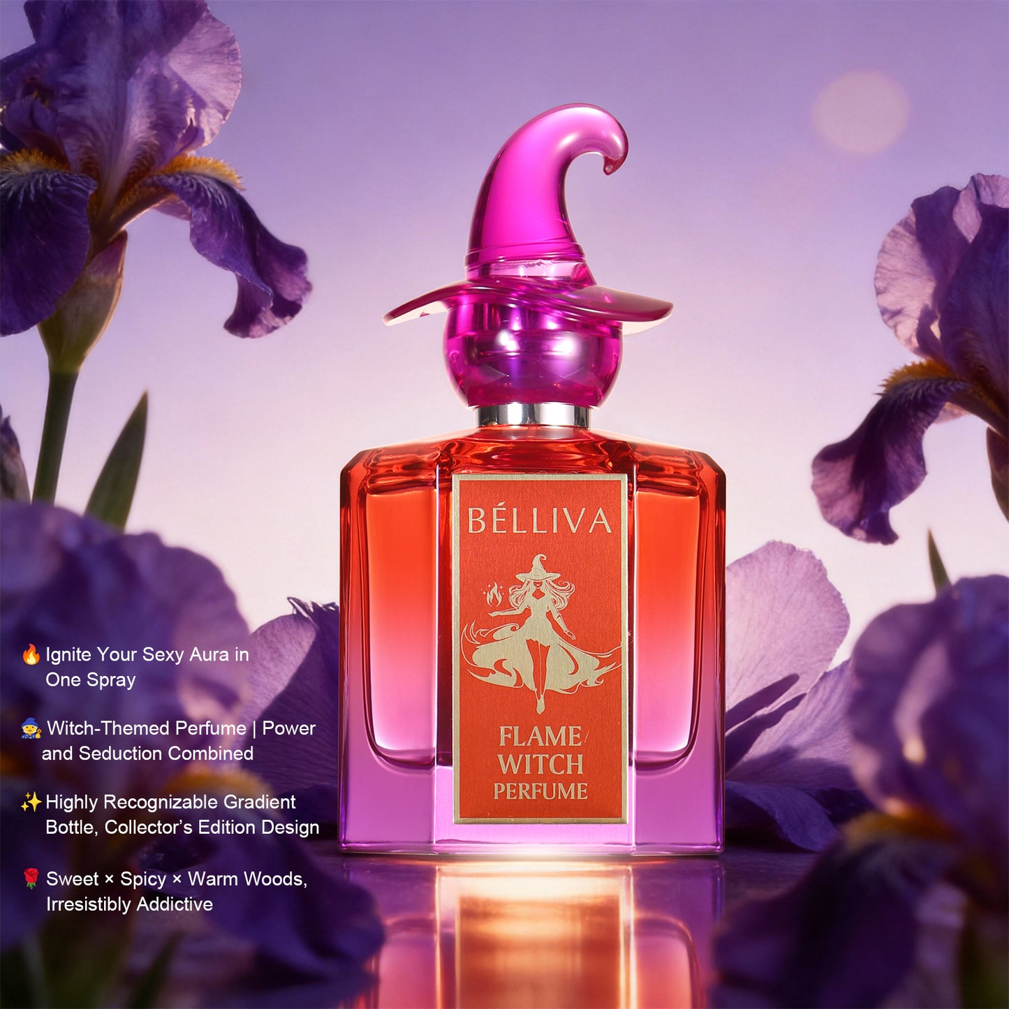 BELLIVA FlameWitch 50ml Women’s Perfume – Sweet Floral Fruity Vanilla, Warm Witch Vibes, Confident & Seductive, Long-Lasting Fragrance, Gift Box for Daily Wear & Date Night