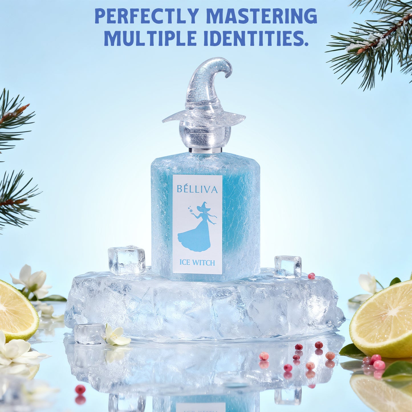Belliva Ice Witch Eau de Parfum 50ml – 30% Perfume Essence, Long-Lasting Musk Fragrance, Collectible Ice Crack Bottle, Elegant Winter Scent for Women