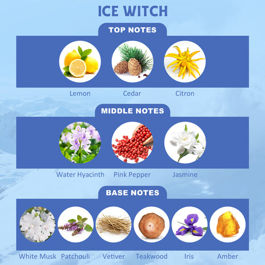 Belliva Ice Witch Eau de Parfum 50ml – 30% Perfume Essence, Long-Lasting Musk Fragrance, Collectible Ice Crack Bottle, Elegant Winter Scent for Women