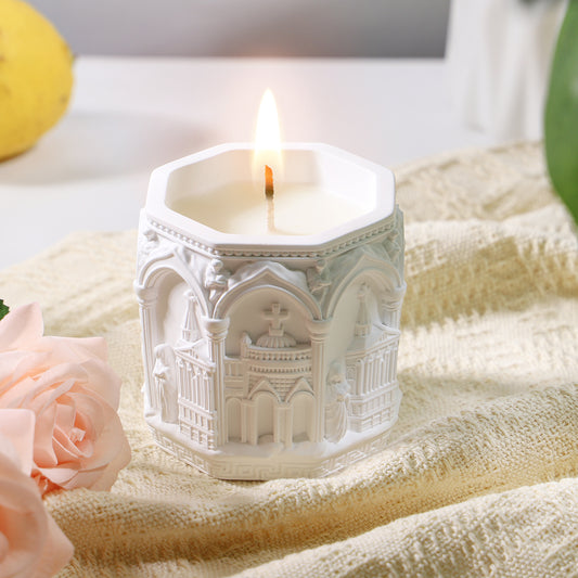 BELLIVA Natural Soy Wax Scented Candle 5 oz / 140g | 25-35 Hours Long-Lasting Fragrance · Plaster Artisan Cup · Jasmine Scent for Holistic Relaxation